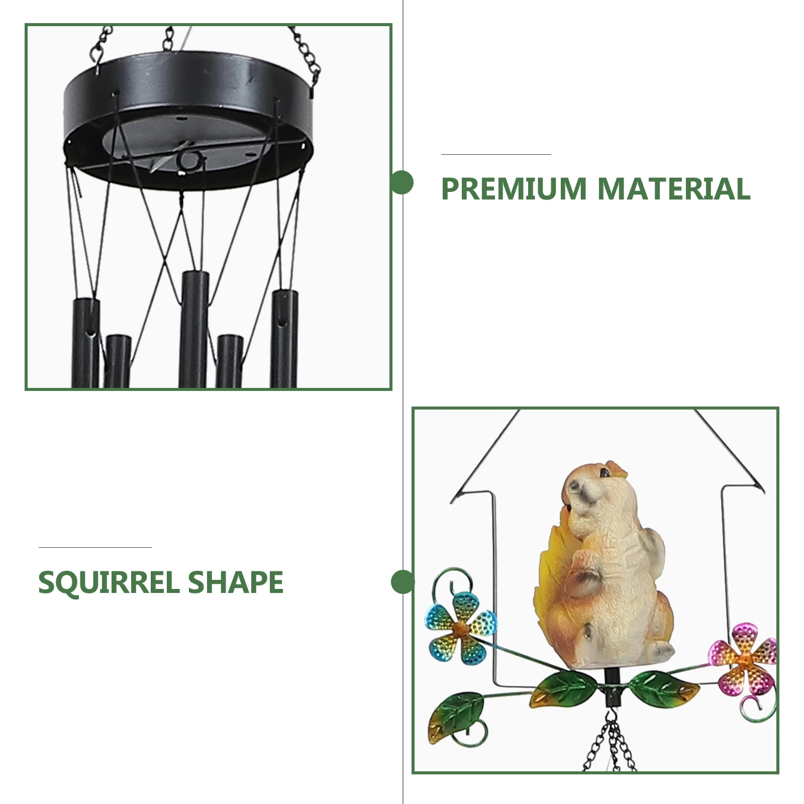 

Garden Lamp Solar Squirrel Wind Chime Beautiful Lights for Balcony Yard Hanging Decoration Outdoor Novel Pendant Wind Bell Adorn