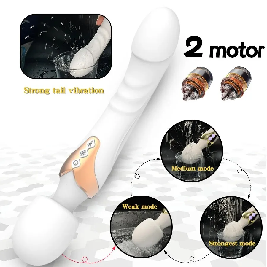 LICKLIP Double Head Powerful Clit Vibrators for Women AV Magic Wand Massager Dildo G Spot Orgasm Clitoris Stimulator Masturbator