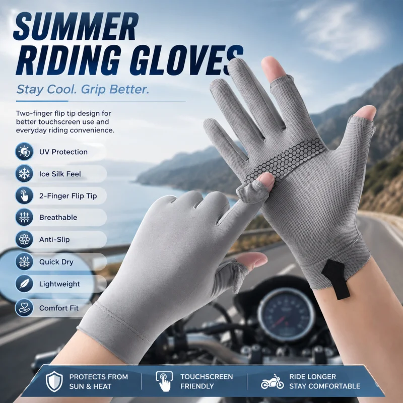 

Men’s Summer Cycling Gloves, Ice Silk Touchscreen Sun Protection Gloves