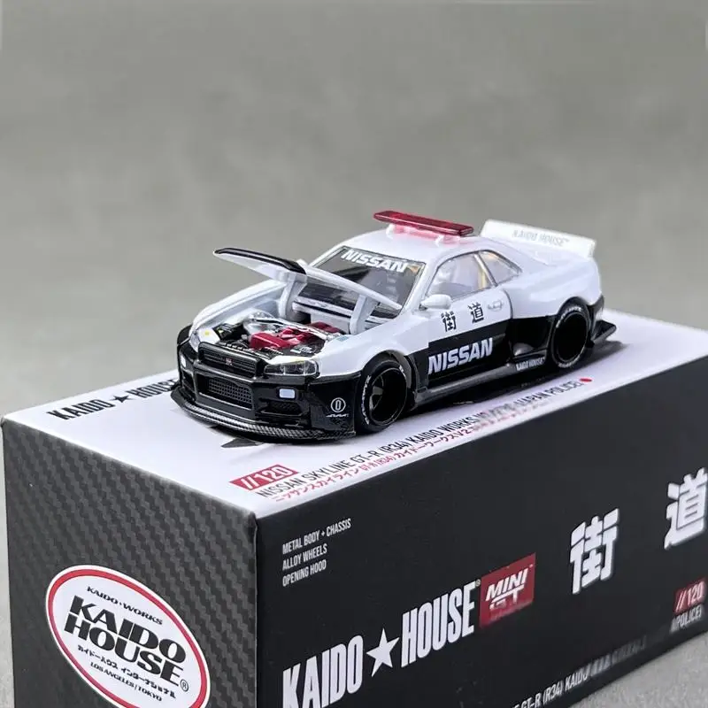 

TSM KAIDO HOUSE MINI GT 1/64 KHMG120 Nissan Skyline GTR R34 V2 AERO Japan Police Varnish Chase Die-cast alloy car model