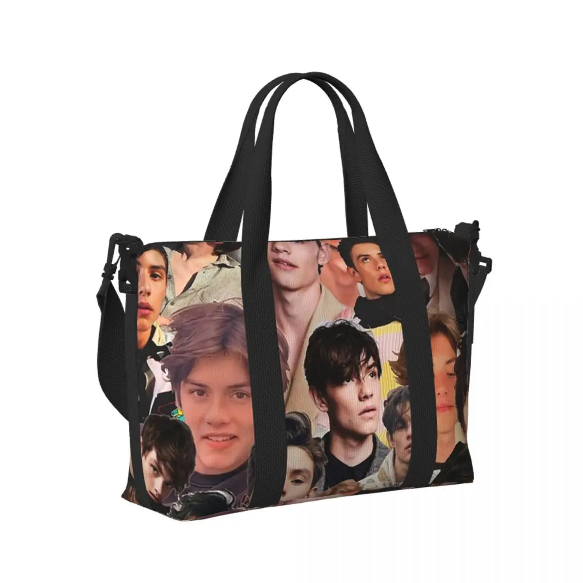 

Custom Louis Partridge Photo Collage Beach Travel Bag Large Capacity Tote Bags for Gym Yoga Women Shopping Duffle Shoulder Bag