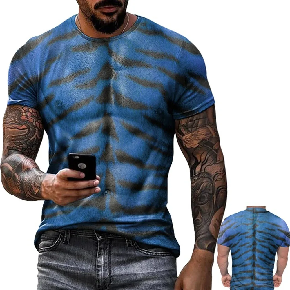 Fashion Trend Fun Fake Muscles 3D Print Sport Breatha QuickDry Men TShirt Outdoor Street Casual Roleplaying Parentchild Clothing