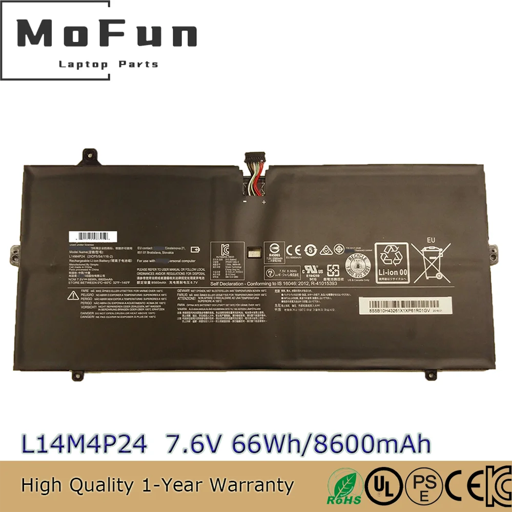

Original L14M4P24 7.6V 66Wh Laptop Battery for Lenovo Yoga 4 Pro 900-13ISK 900-13ISK2 ISE L14L4P24
