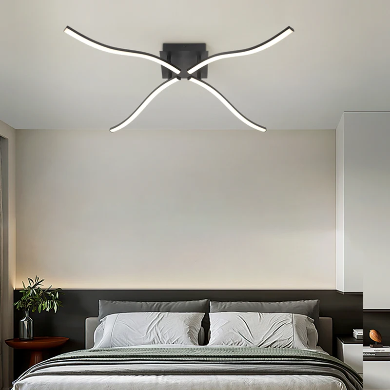 Modern 360° Rotatable LED Ceiling Light Tricolor Dimmable Shape Minimalist Design for Ceiling Chandelier Living Room Home Light