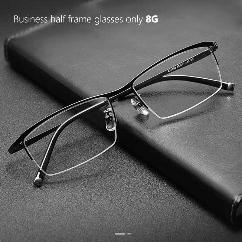 New Fashion Business Eyewear Ultra Light Titanium Alloy Half-Frame Man Large Size Eyeglasses Optical Prescription Glasses Frame