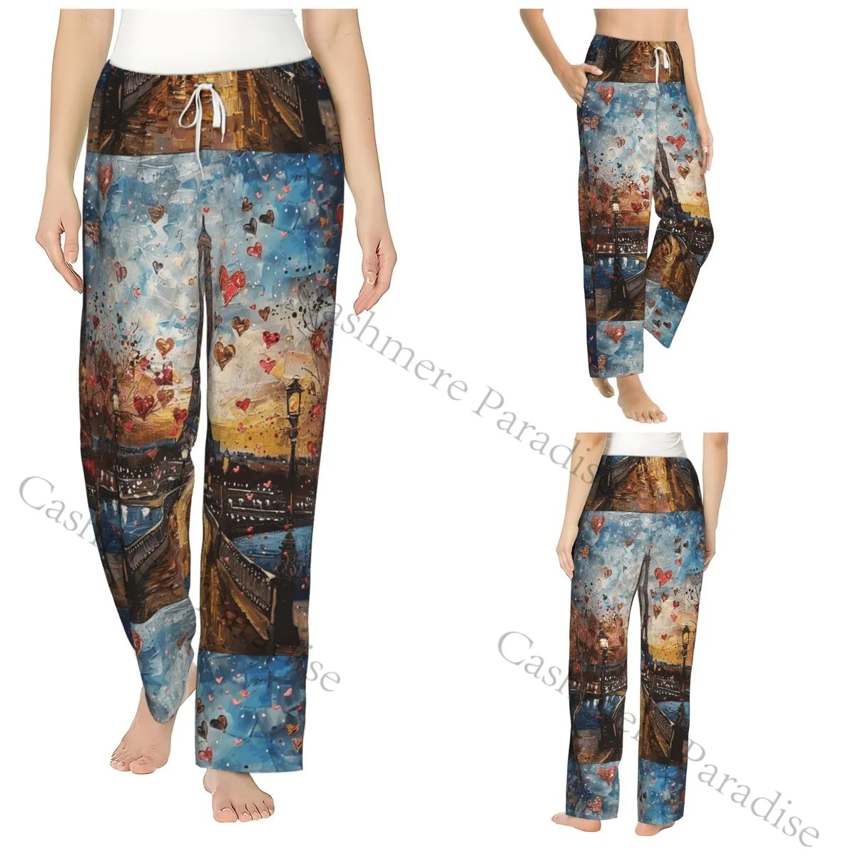 

The Eiffel Tower Women Sleep Pants Warm Flannel Lounge Pants for Winter Nights