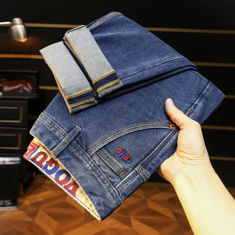 

BBL9911 New Style Triple-Needle Stitch High-Quality Casual Slim-Fit Stretch Straight-Leg Denim Jeans for Men