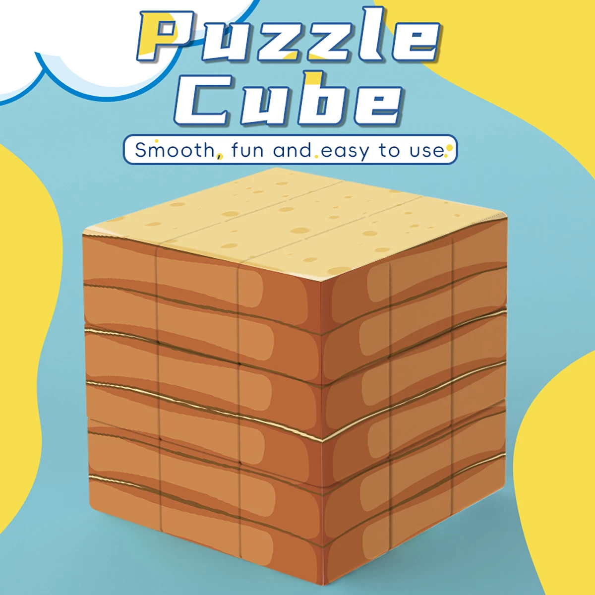 

Magic Cube 3x3x3 3D UV printed toast bread stress-relieving puzzle professional smooth speed game children's toy gift