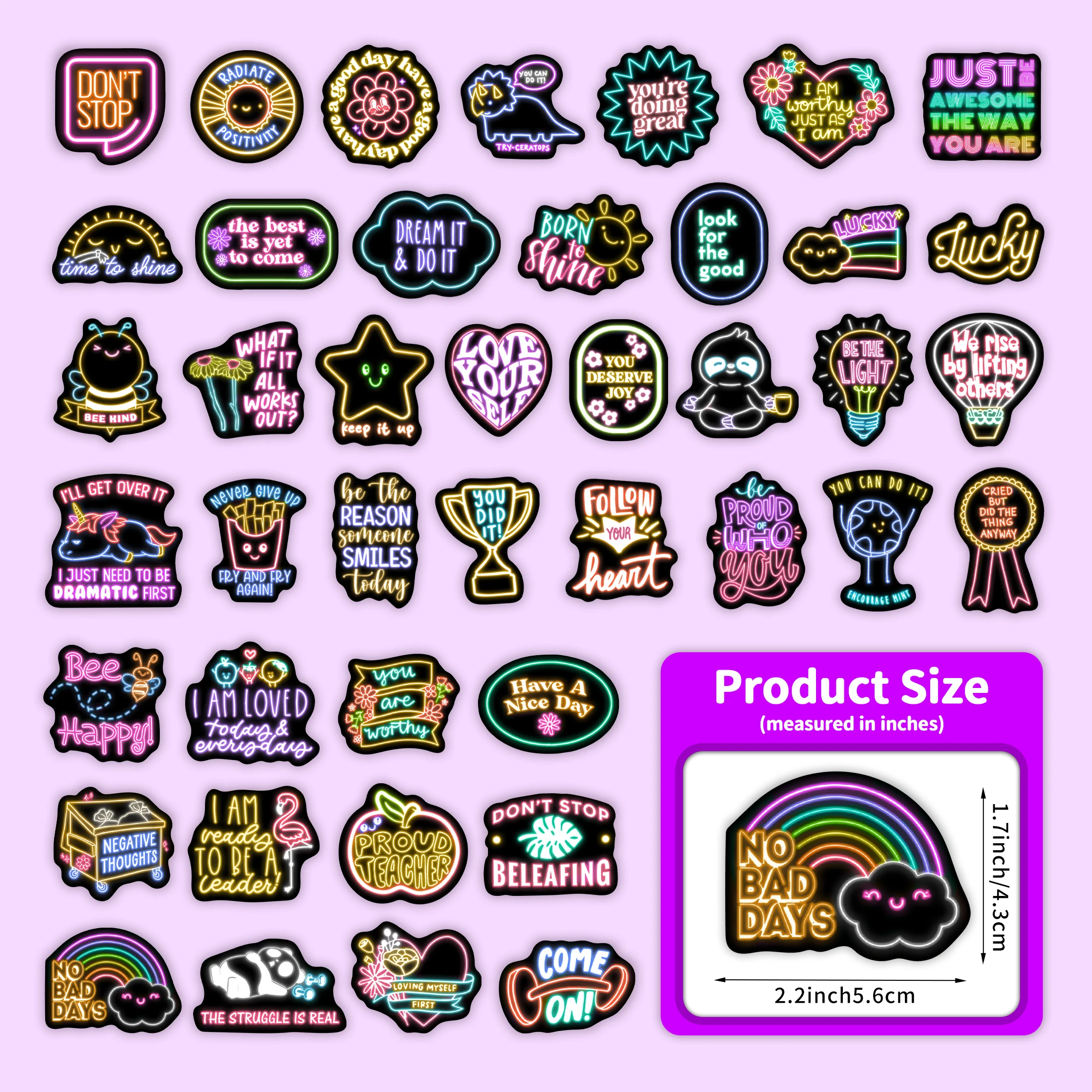 50 pçs neon sorte padrão brilho no escuro adesivos decalques de vinil à prova dwaterproof água computador caso do telefone decoração para crianças presentes diy