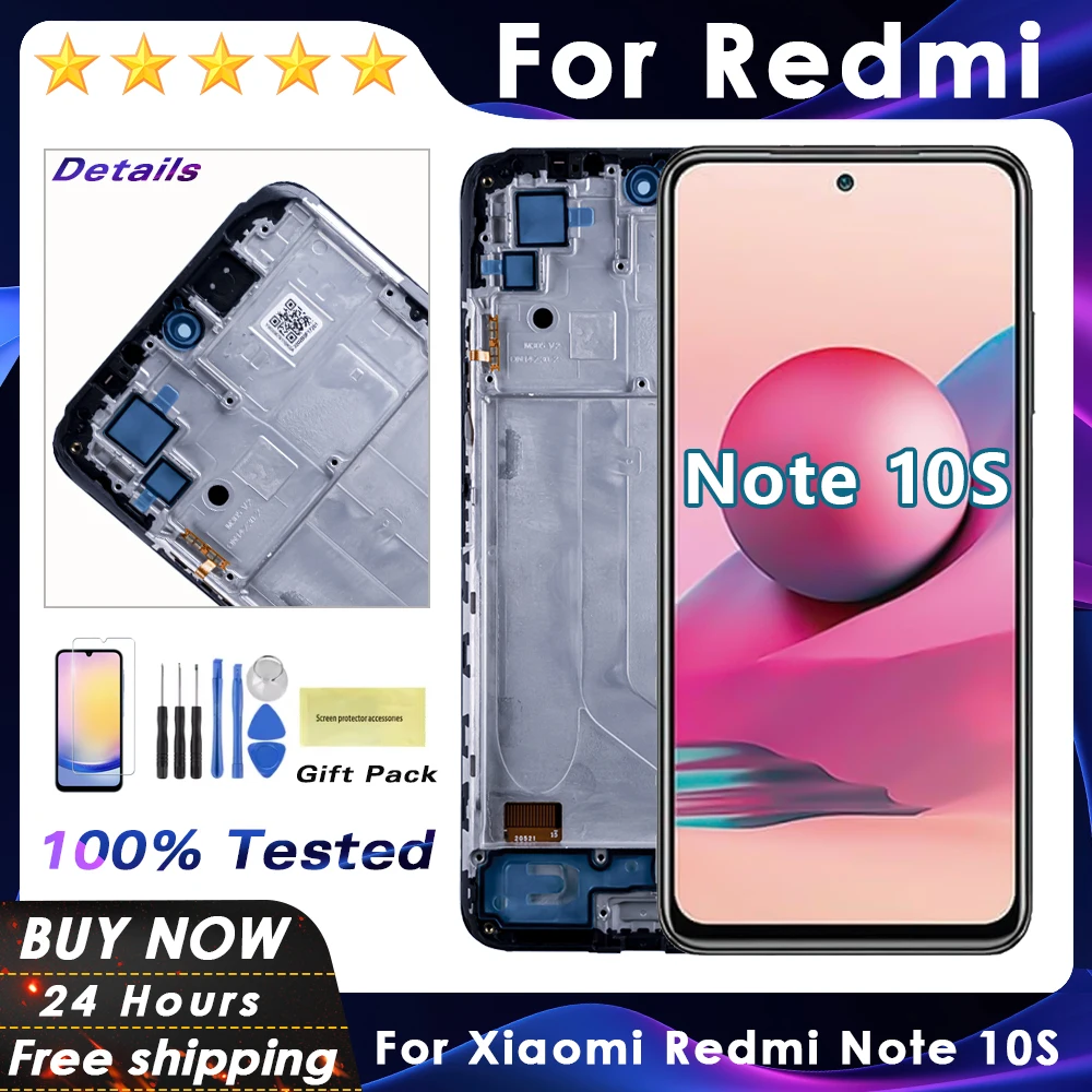 LCD For Xiaomi Redmi Note 10S LCD Display Touch Screen Digitizer Assembly Note 10S M2101K7BG M2101K7BI M2101K7BNY M2101K7BL