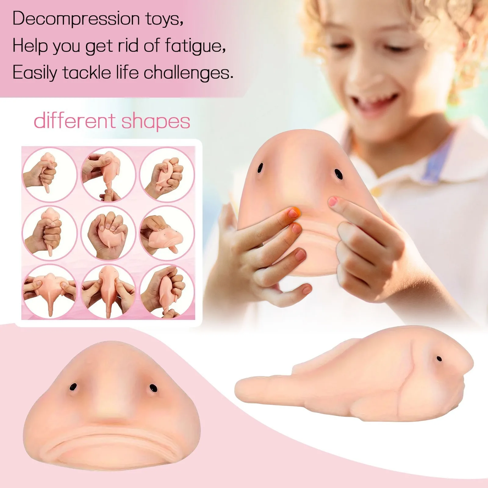Squishy Blobfish Squeeze Toy Sensory Cute Animal Soft Pop Fidget Toy Stress Relief Game Party Relieve Anxiety Decompression Gift view 3