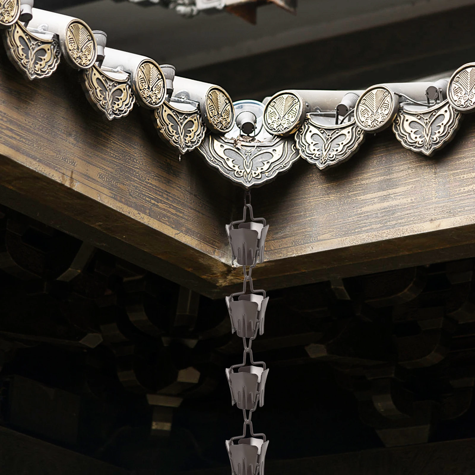 

Aluminum Alloy Rain Chain Decorative Outdoor Metal Rainwater Catcher Durable Weather Resistant Functional Drainage for Home