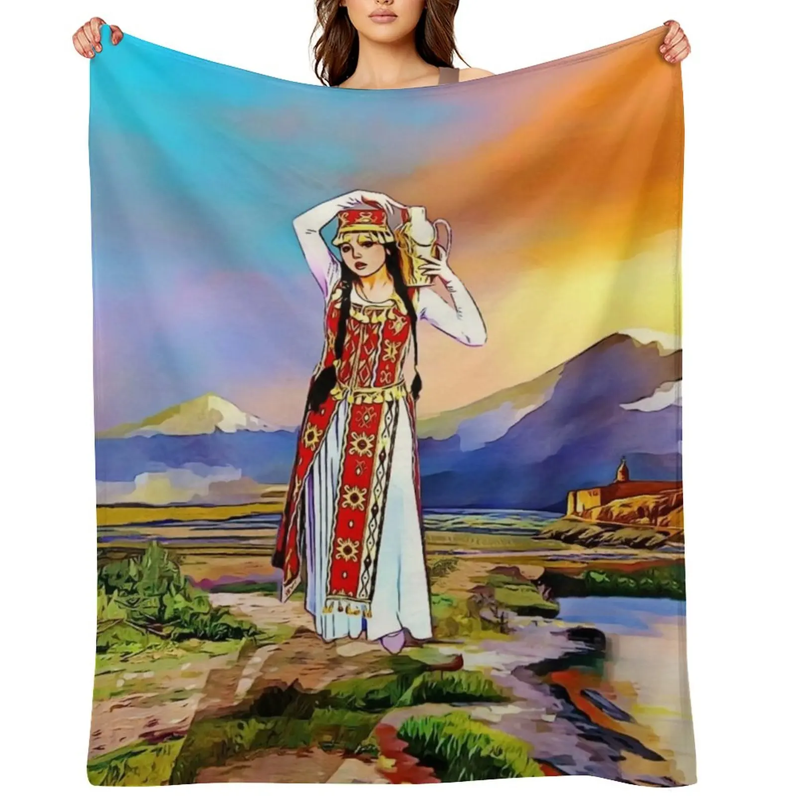 

The Masis Ararat Lady Armenia Throw Blanket Blankets Sofas Of Decoration for winter Summer Shaggy Blankets