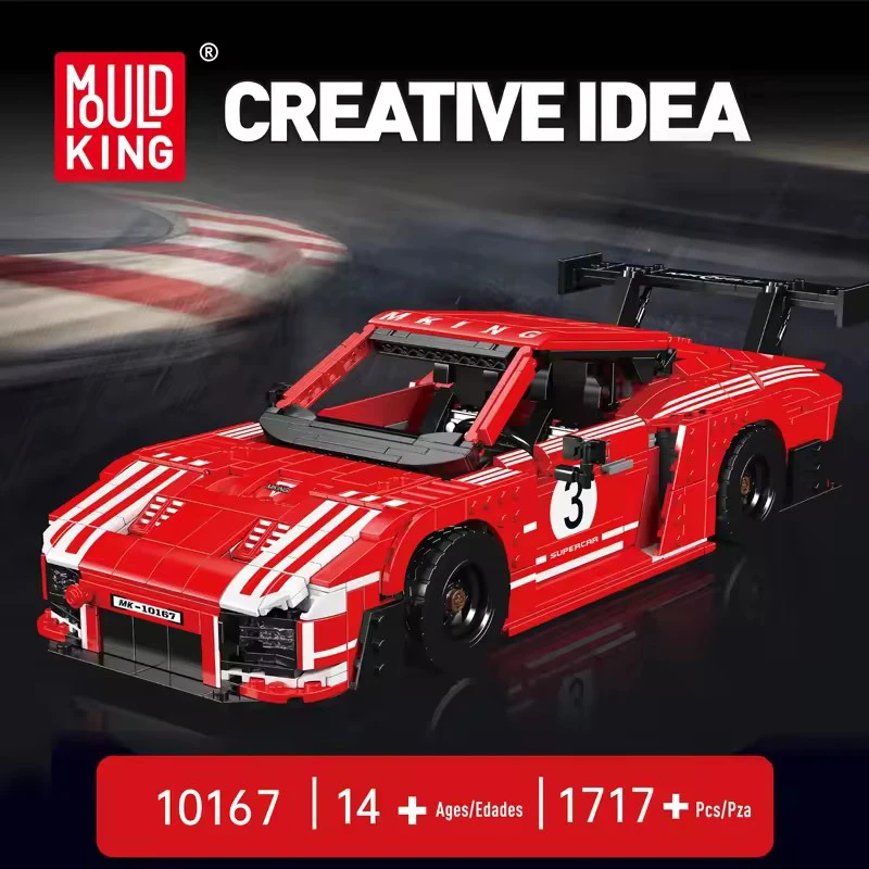 Mould King 10167 Auto tecniche ispirate alle corse Giocattoli puzzle Rosso Sport Building Block Assemblaggio Modello di auto Mattone Regalo di Natale per bambini