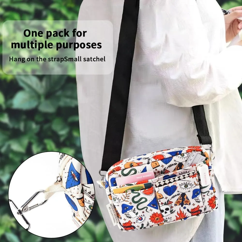E-WEICHEN Organizador de portfólio com vários bolsos com zíper, bolsa de maquiagem essencial para viagem para mulheres, estação simples à prova d'água