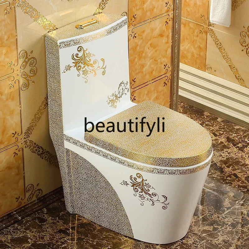 P Household flush color toilet, super swirl water-saving European toilet, creative ceramic toilet