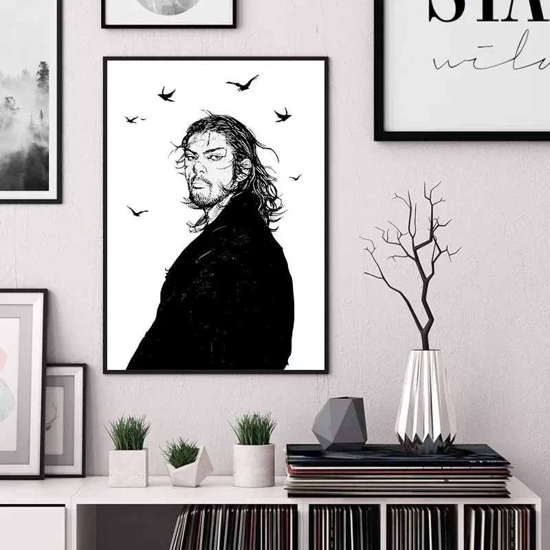 Vagabond Anime Manga Canvas Printing Samurai Miyamoto Musashi Manga Wall Art Decor Home Room Wall Decoration Japan Decor