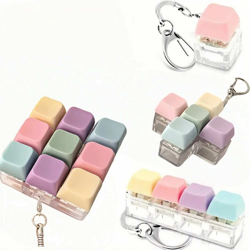 1/4/5/9 Keys Mechanical Keyboard Axis Tester Keychain Stress Relief Clicker Fidget Keyboard Decompression Tools Gifts