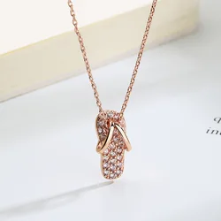 Crystal Slippers Pendant Necklace For Women Charming Zircon Chain Choker Korean Style Jewelry Accessories Christmas Gift KBN109