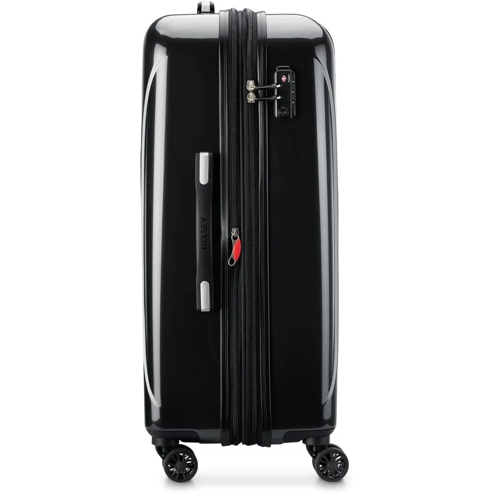 Medium 24 Inch Expandable Hardside Spinner Luggage with Aero Design in Black, Ideal for Travel and Checked Luggage