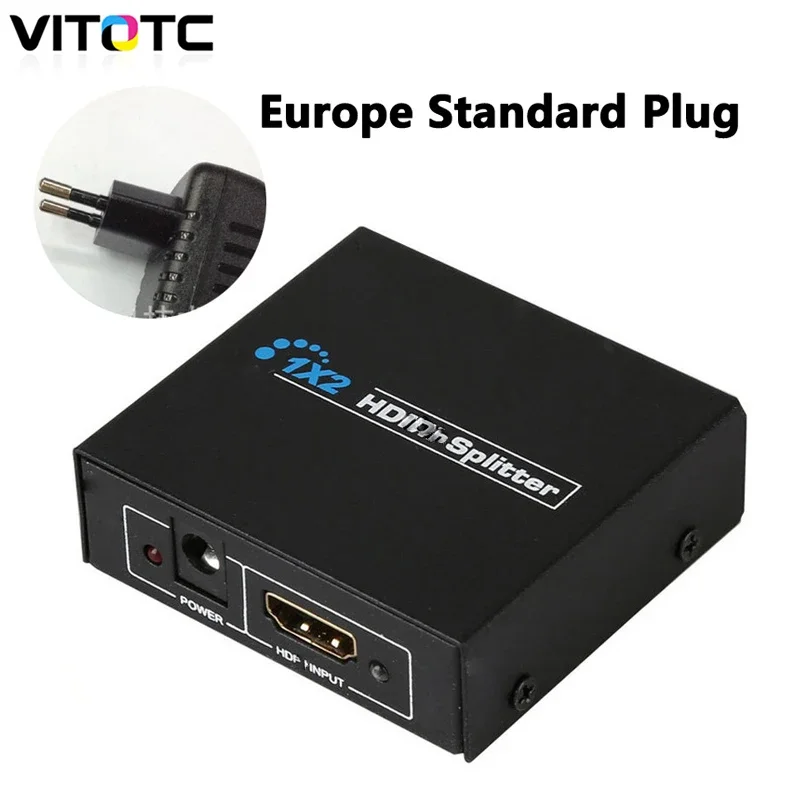1 in 2 out 1080p HDMI-compatibl 1x2 Splitter Power Signal Amplifier NEW  Box 1.3B 1.4 Compliant DVD Player