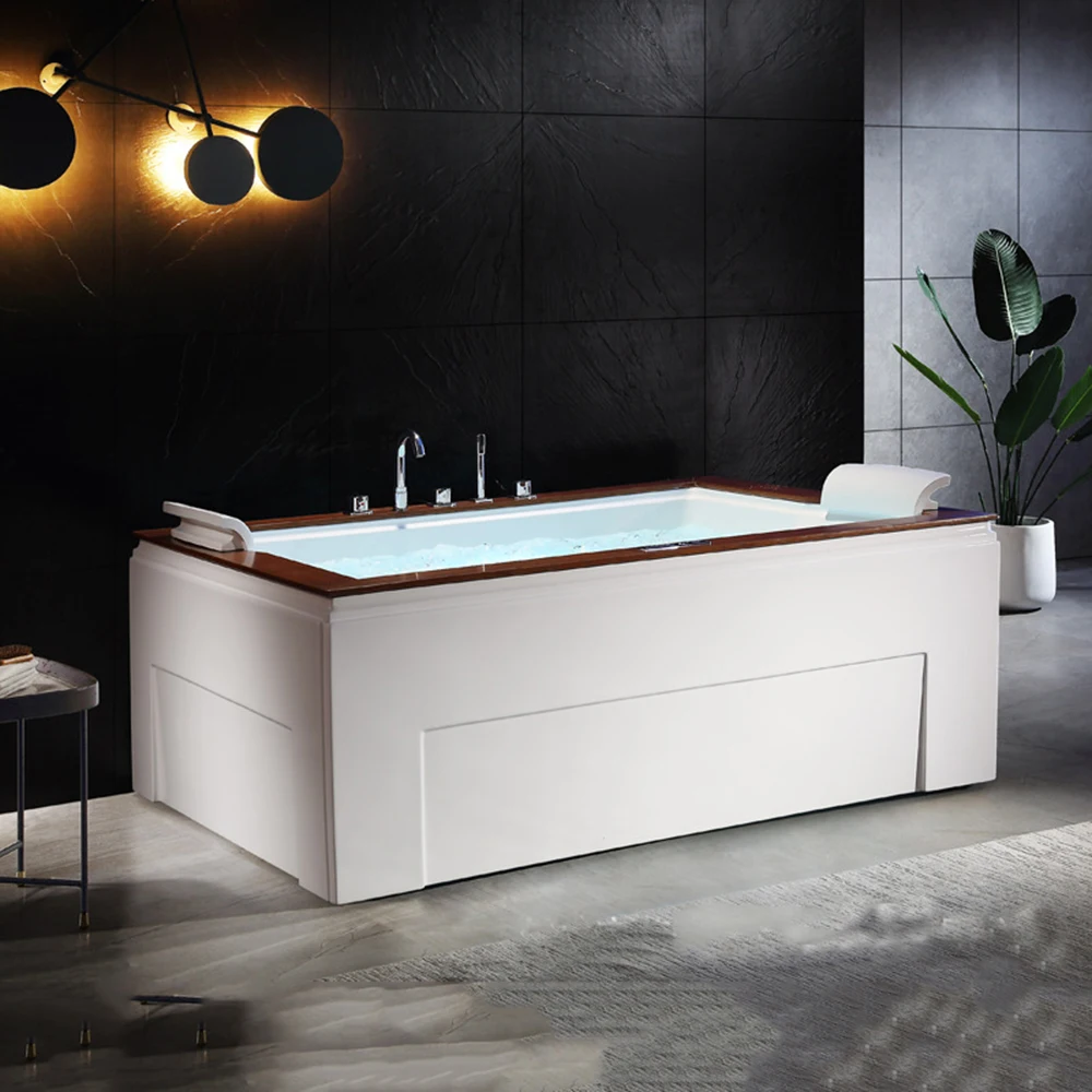 

1860mm Wood Decorative Sheet Whirlpool Bathtub | Hydromassage, Surfing, Chromotherapy & Ozone Sterilization Tub (Model: NS0001A)