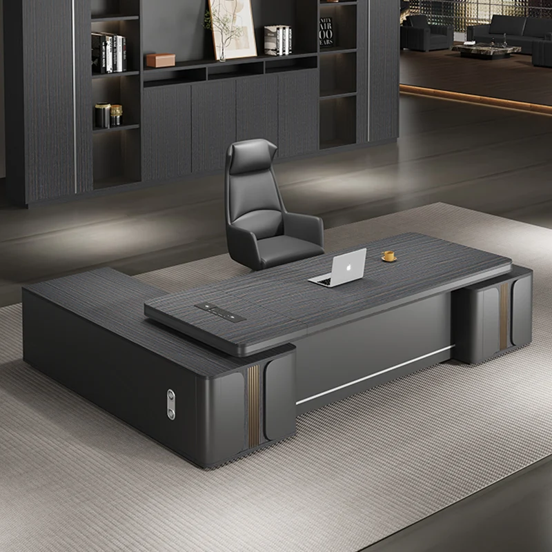 

Черный офисный стол руководителя, деревянный, прочный, большой, роскошный, с ящиками, современный, для компьютера, офисная мебель