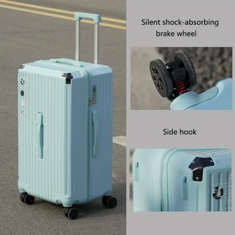 Business Style Solid Color Luggage with Wheel Design,Waterproof Bag&Inner Net,Ideal for Long Distance Travel & Family Vacation