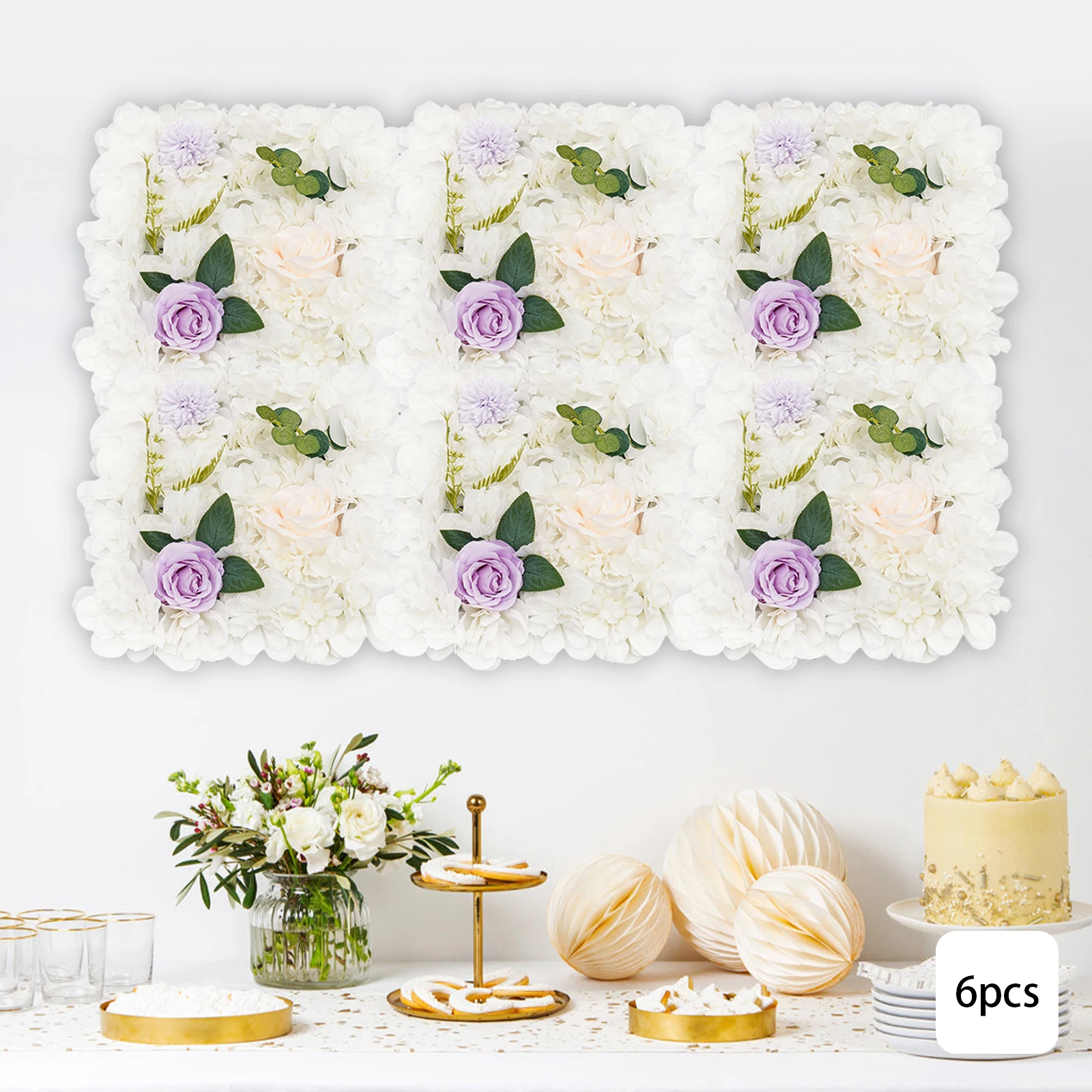 

3D Flower Wall Panel-6pcs Artificial Flower Wall Background Rose Mat for Wedding Backdrop Wall Decor Shop Photo Backdrop Floral
