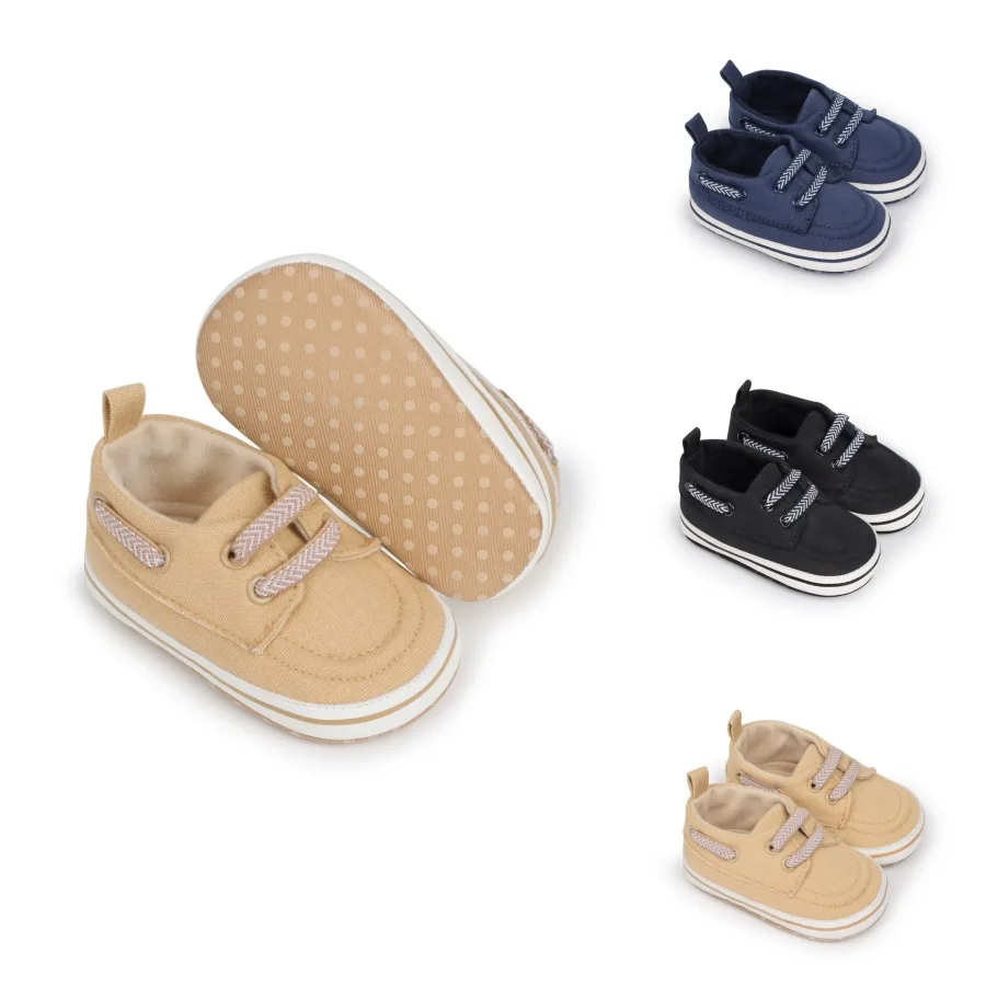 

Spring and Autumn Baby Shoes 0-12 Months Solid Color Cloth Bottom Male Baby Walking Shoes Elastic Band Indoor Soft Baby Shoes