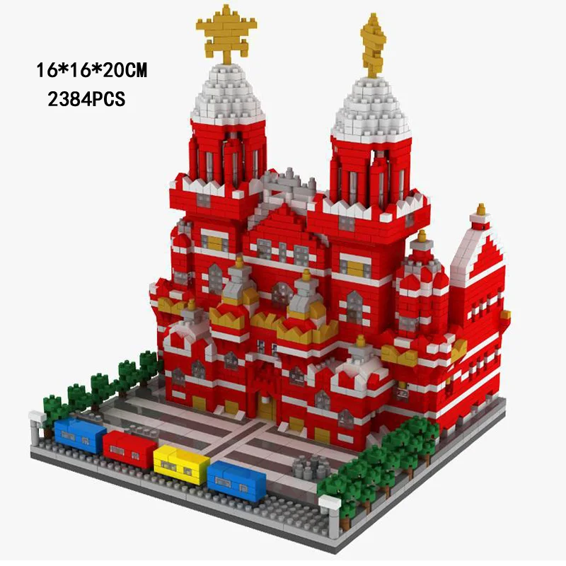 

Nanobrick World Famous Landmark Architecture Micro Diamond Building Block Russia Moscow Kremlin Red Square Model Bricks Toys