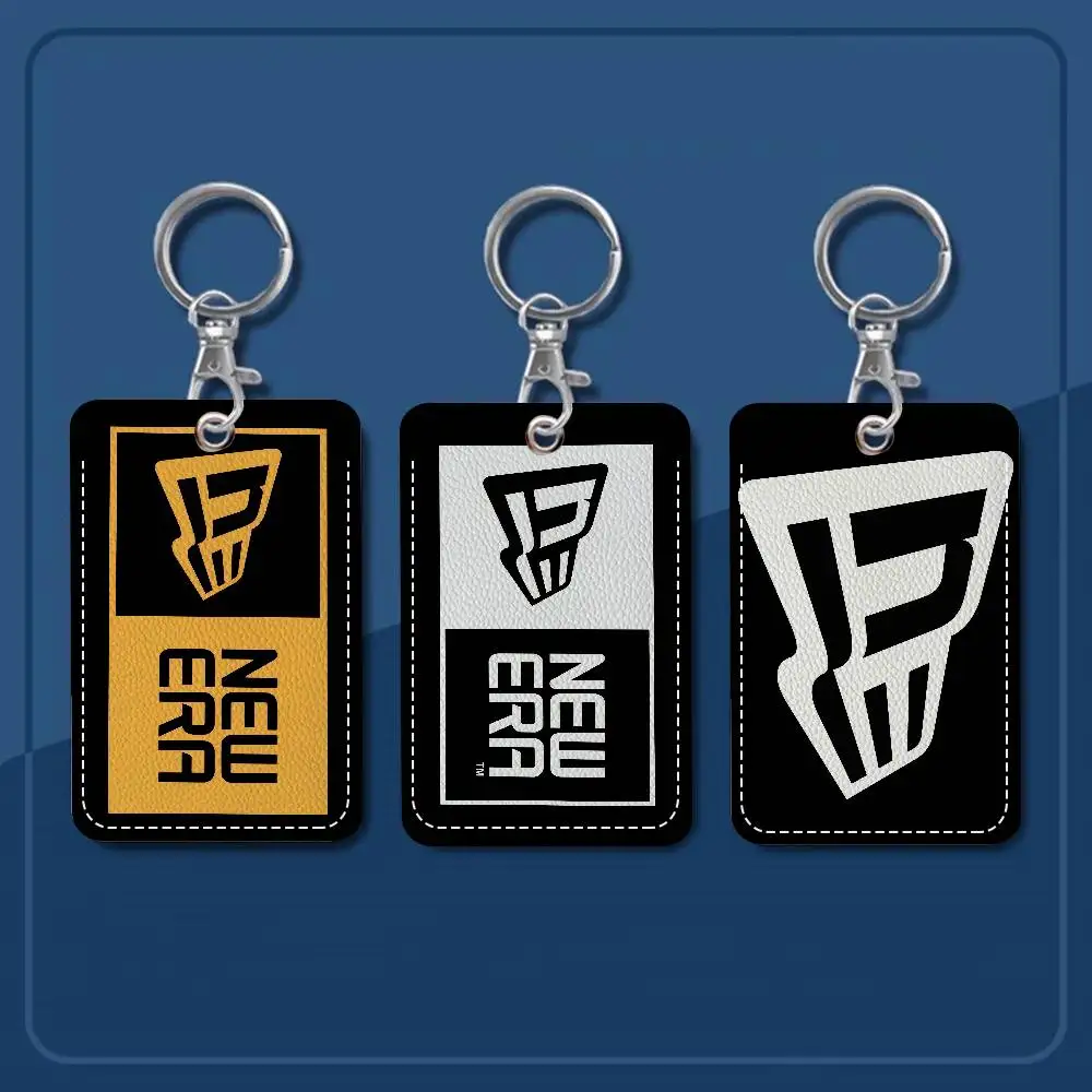 

New E-Era logo 1Pc Access Card Case Leather Card Holder Keychain Key Ring Door Access Tags ID Card Case Keychain