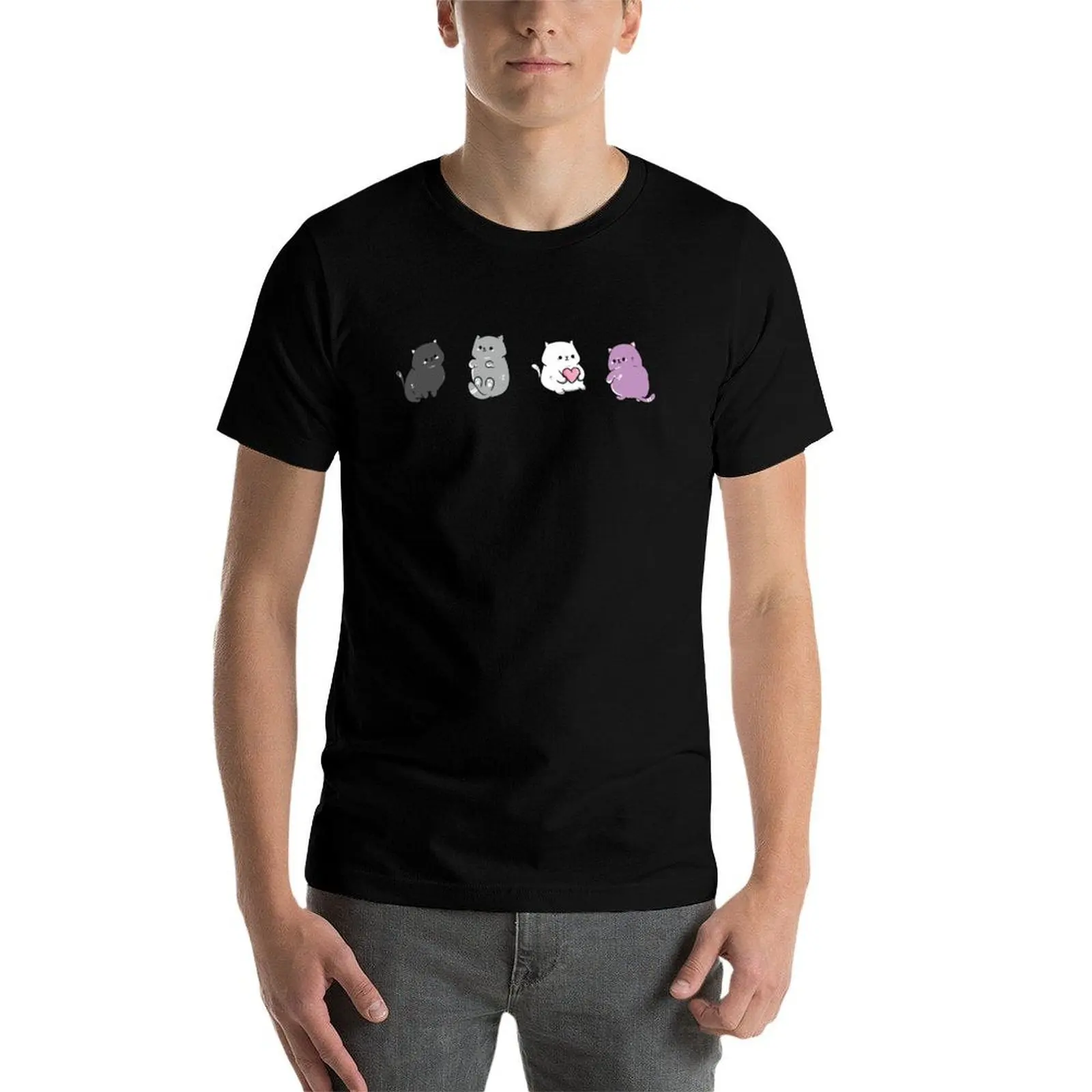 

Asexual Kawaii Cats Ace Pride Cute Kittens LGBT Subtle Queer T-Shirt cotton t shirt man T-Shirt