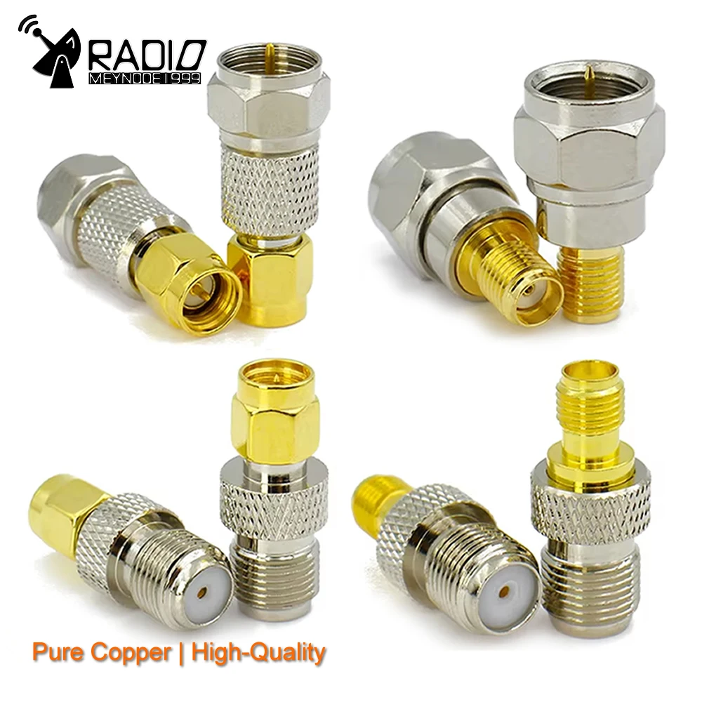 2pcs Connector SMA to F RF coaxial coax adapter F Type Female Jack to SMA Male Plug Straight Connector High Quality