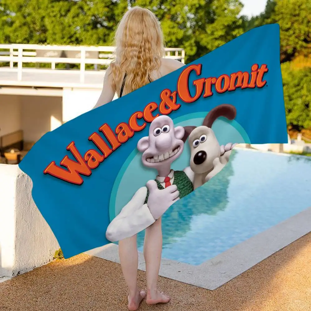 الكرتون W-Wallace و G-Gromit منشفة الشاطئ الكرتون لطيف الصيف الاطفال حمام بركة منشفة الشاطئ ستوكات ماصة للسباحة #6