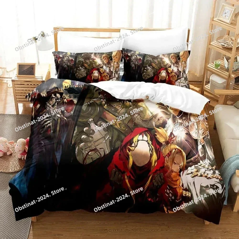 موضة أفرلورد طقم سرير واحد التوأم كامل الملكة الملك الحجم طقم سرير الكبار طفل غرفة نوم حاف طقم أغطية ثلاثية الأبعاد طباعة الهيكل العظمي أنيمي #4