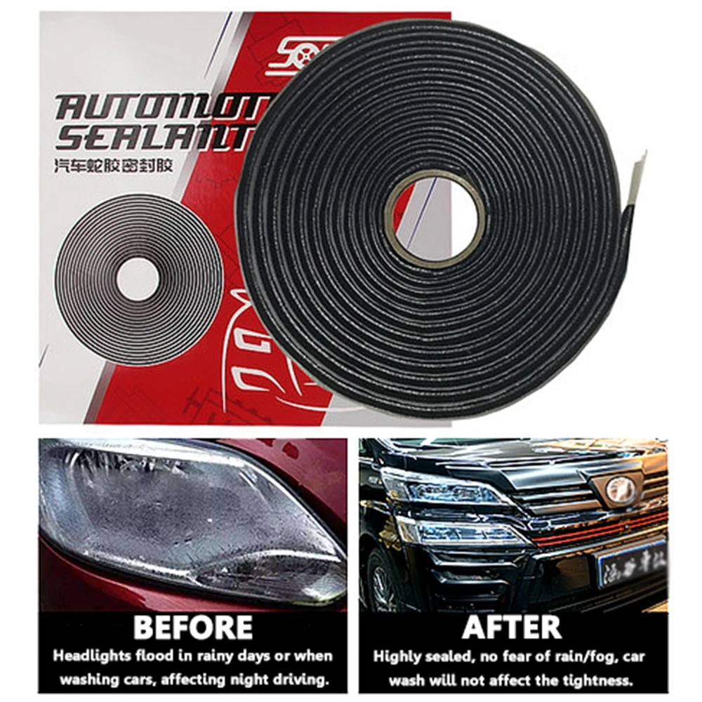 11.5mm Car Headlight Sealant Rubber Sealing Strip Black Butyl Glue Windshield Reseal Car Door Speaker Cushioning Accessories