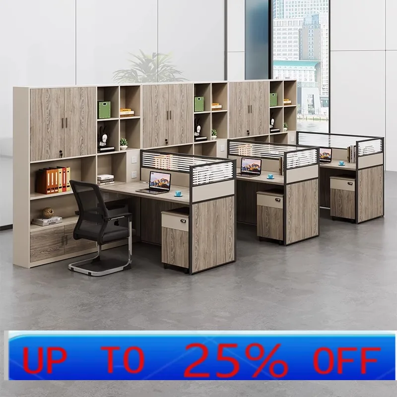 

Lmm office desk and chair high cabinet double seat combination desk screen card seat staff table