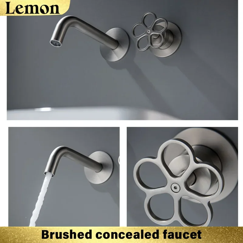 

stainless steel Bathroom Faucet Mixer Sink Tap Wash Basin Matte Black gold Hot And Cold Water Wall Mount Spout Bath With Handle