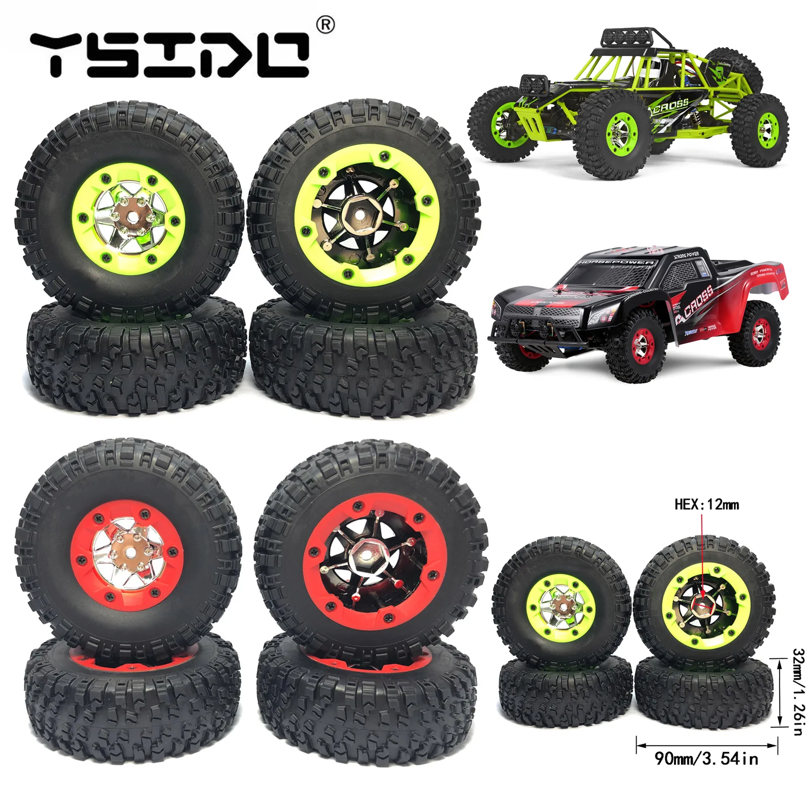 Original Wltoys 12428 12423 Rubber RC Car Wheels Tires for 124018 124019 144001 1/12 FY03 01/02/03/04/05 Q39 Q40 Q46 RC Car