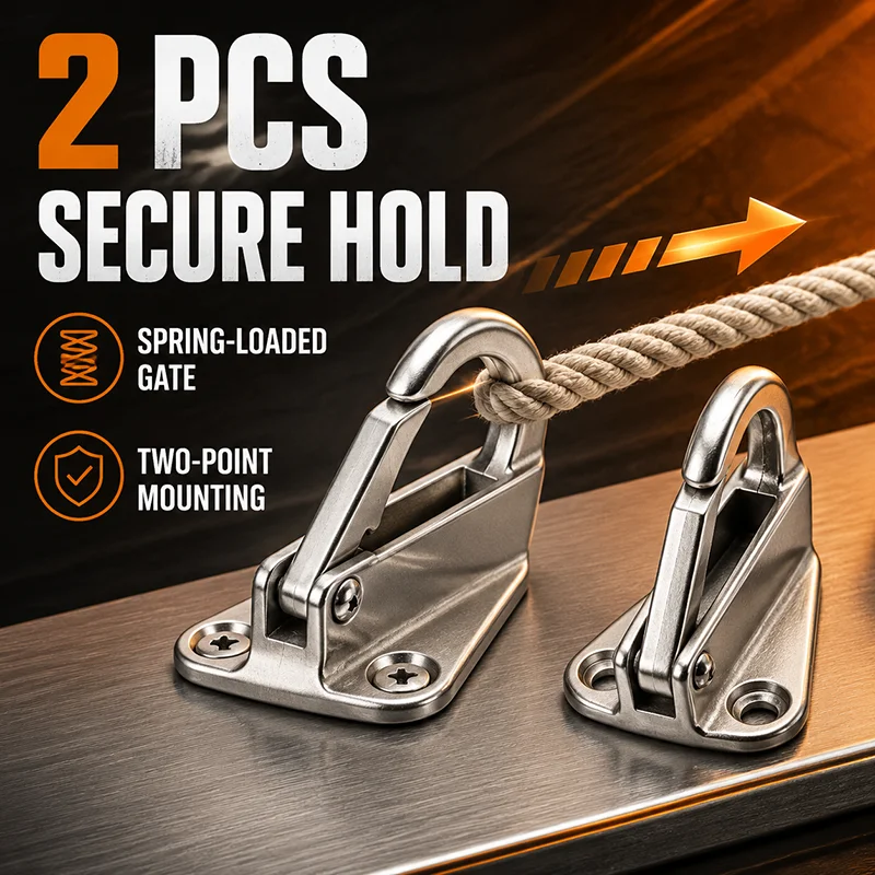 2 Pack Stainless Steel Spring Snap Hooks, Marine Fender Rope Attachment Clips, Boat Hardware Accessories