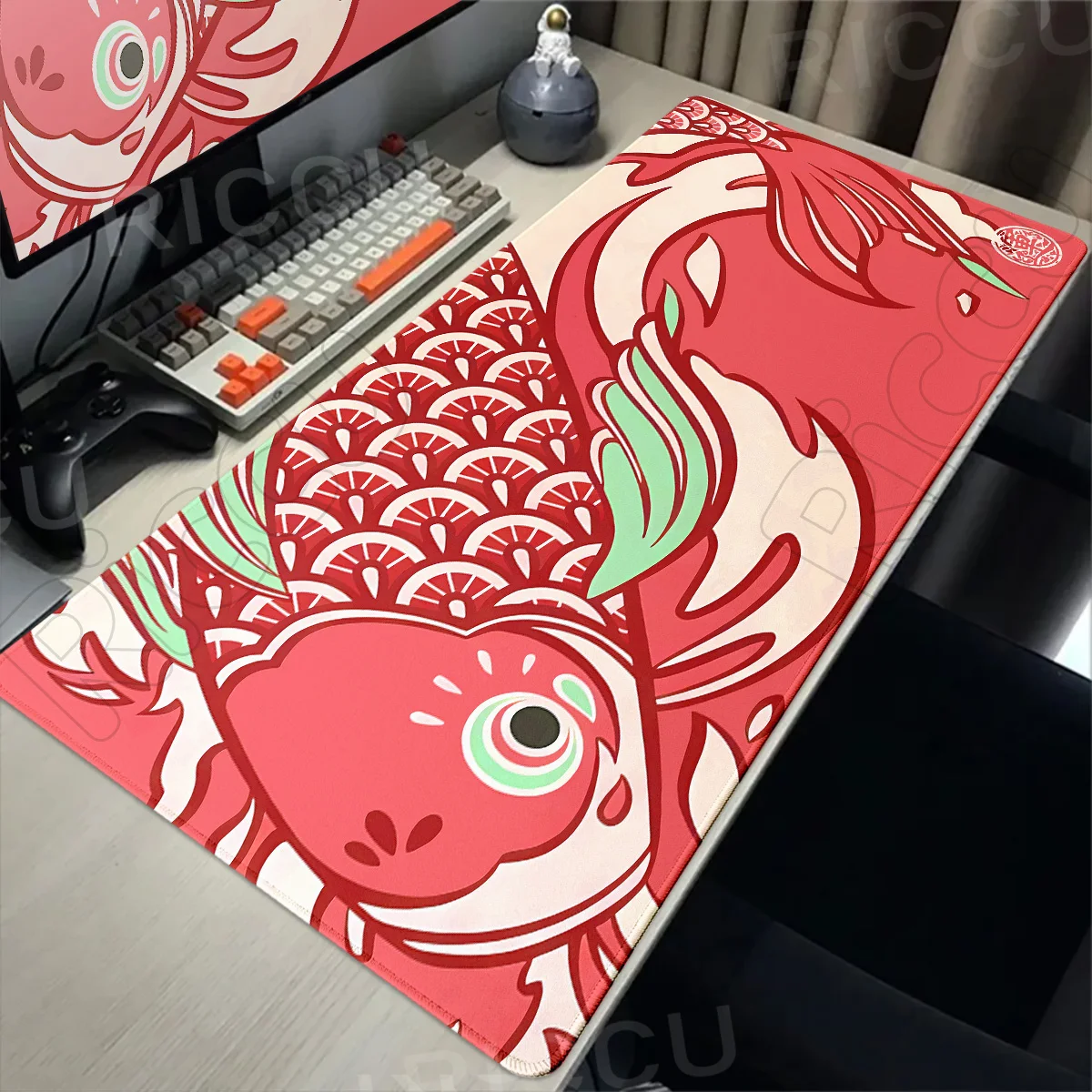 Chinese Carp Mouse Pad Office Accessories Large Gaming Desk Mat HD XXL XS Keyboard Mouse Mat Koi Fish Mousepad Yin-Yang Tablemat