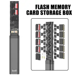 BUDI 30 In 1 Up Memory Card Storage Box Memory Card Organizer Case Storage Flash Memory Card Storage Box Phone Holder