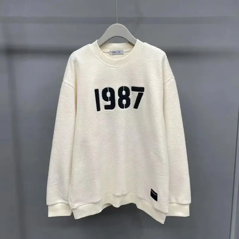 Men's Clothing Black Hoodieless Top Loose Pullover Sweatshirts For Man Fleeced Tee Harajuku Fashion New Sale Aesthetic Fashion F