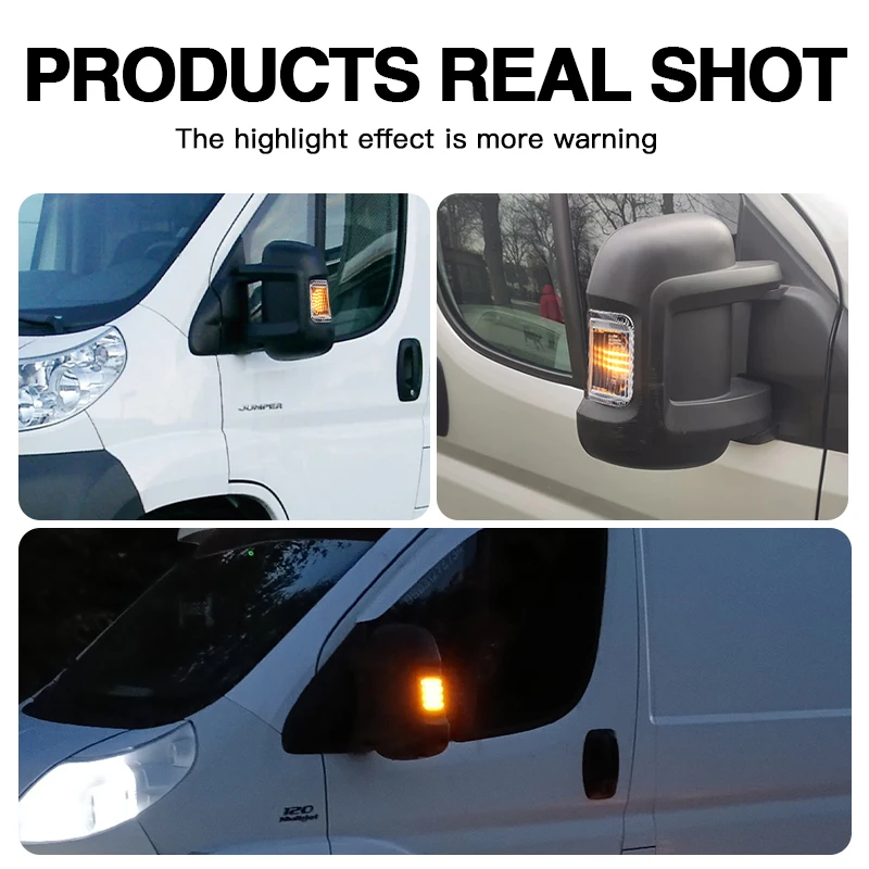 

2× for Citroen Jumper Relay 2006-2019 Ram Promaster Peugeot Boxer Fiat Ducato - Auto LED Flowing Side Mirror Light Turn Signal