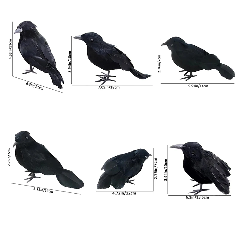 Small Simulation Fake Bird Realistic Halloween Black Crow Model Ornament Simulation Bird Home Decoration Animal Creepy Toy