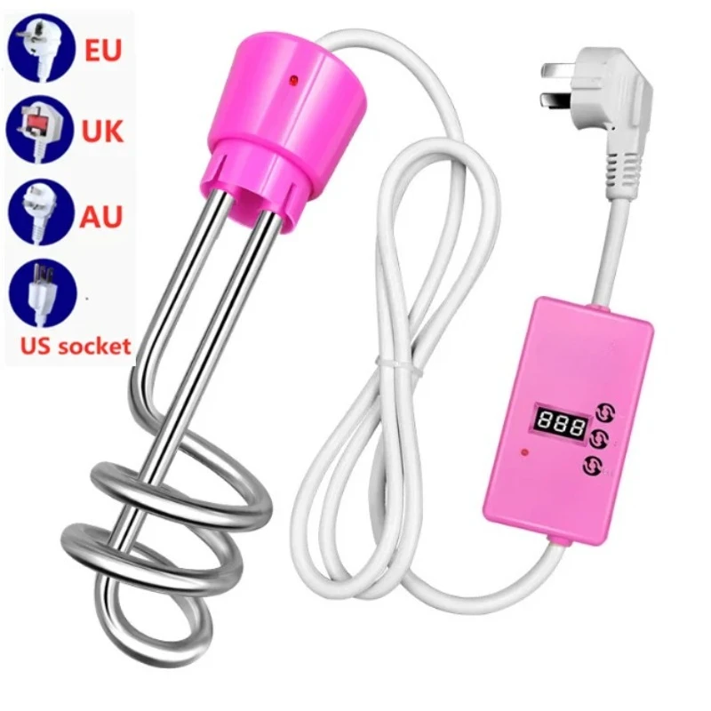 Fast Heating 2000W Spiral Heating Rod Immersion Water Heater with EU UK AU Plug Portable Bathtub Tub Water Heating Element