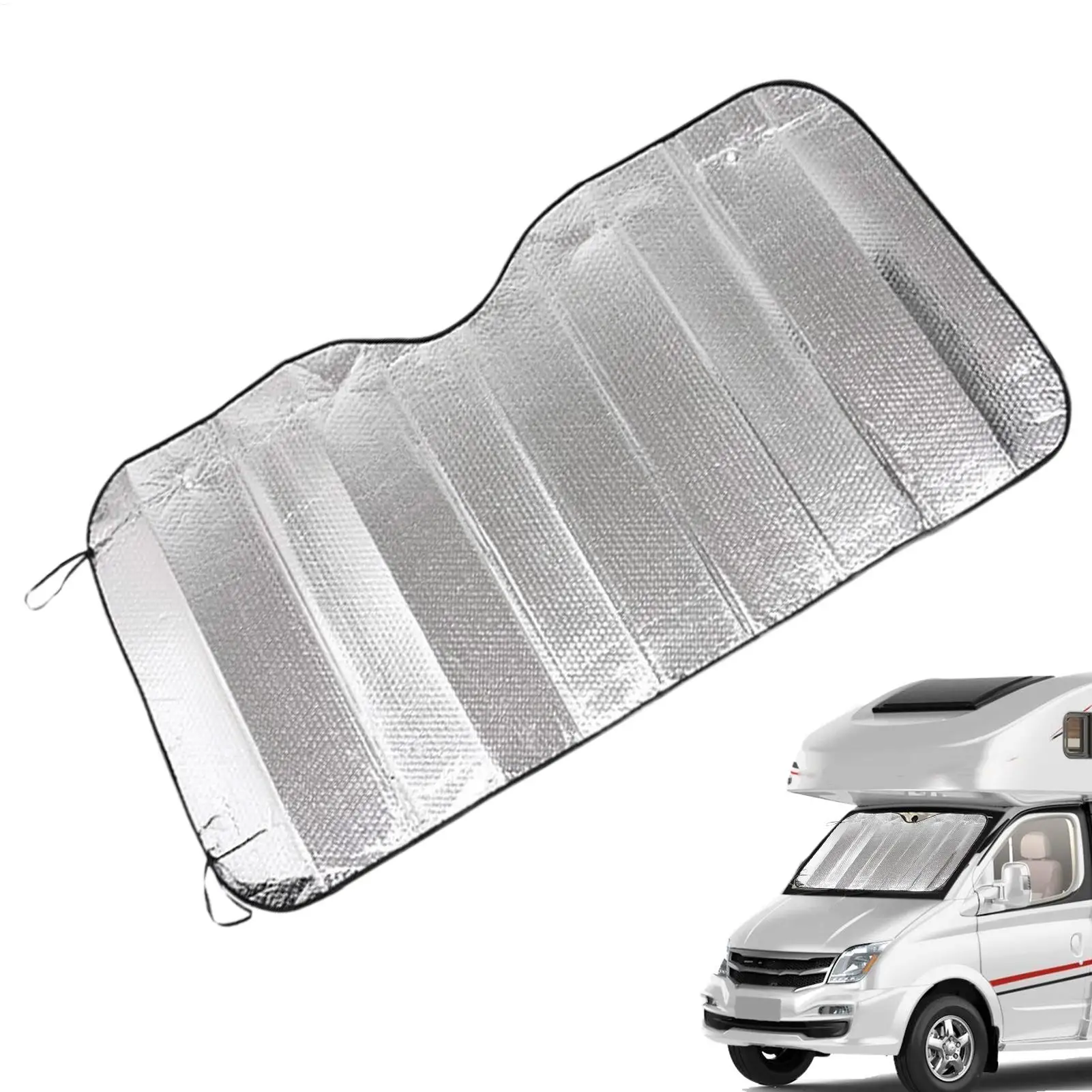 Upgrade Windshield Sun Shade 220x 70cm Reflective Semi Truck Window Shades Foldable RV Windshield Sunshade for Truck RV Van - view 5