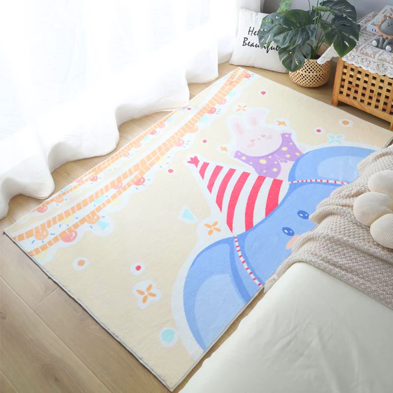 Cute Cartoon Soft Imitation Cashmere Carpets Girl Room Decoration Rugs Bedroom Bedside Carpet Living Room Sofa Coffee Tables Rug