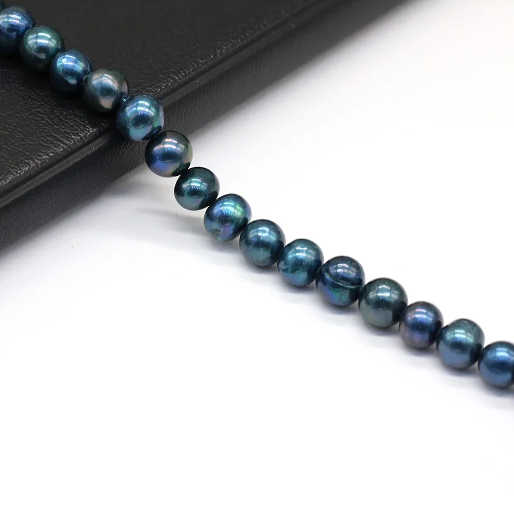 9-10mm Natural Freshwater Pearl Beaded Near Round Fashion Glamour Lady Beads For Jewelry Making Necklace Bracelet Long 36cm